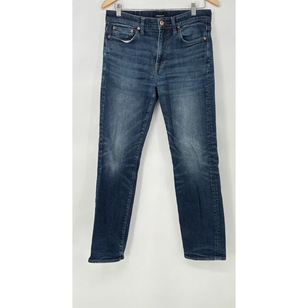 J. Crew Men's Size 30x30 Blue Straight Leg Dark Wash Cotton Blend Stretch‎ Jeans